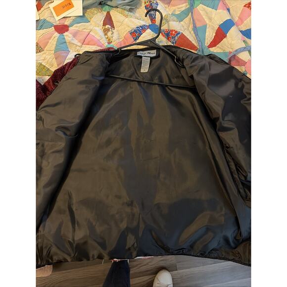 Indigo Moon Womens Jacket Patchwork Embroidered Maroon Gold Black M Unique Artsy - Picture 10 of 11